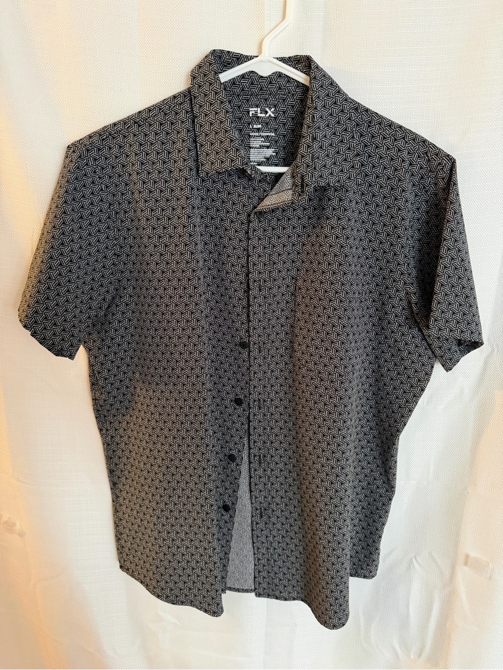FLX Men's Black Short-Sleeve Geometric Button-Down Shirt
